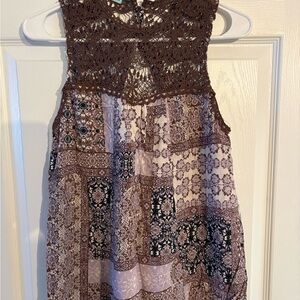 Maurices Brown and Cream Crochet Tank Top
